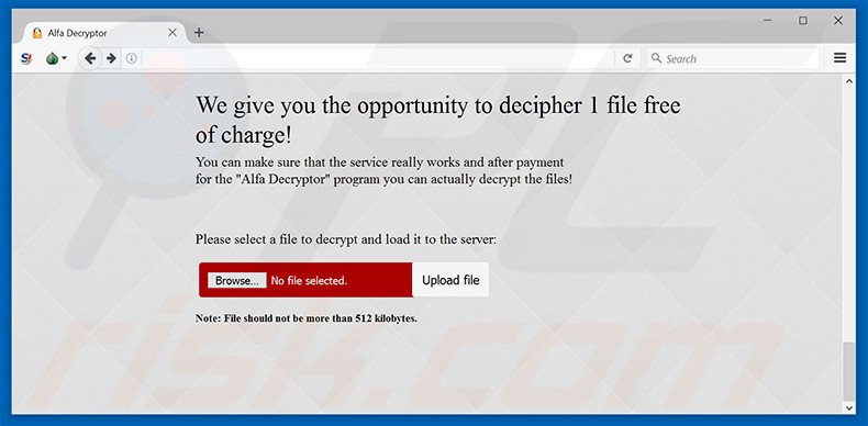 Alpha ransomware decrypt 1 file for free