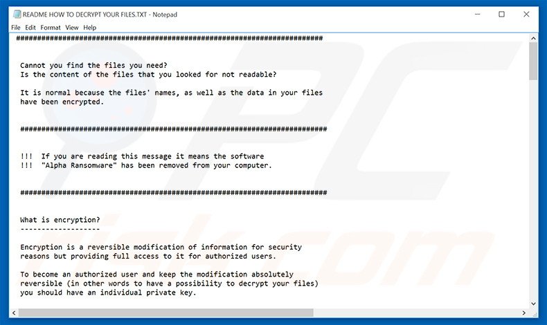 Alpha decrypt instructions