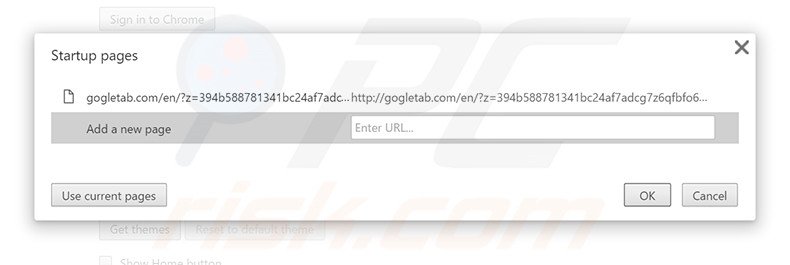 Removing gogletab.com from Google Chrome homepage