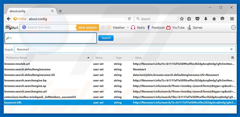 Removing navsmart.info from Mozilla Firefox default search engine