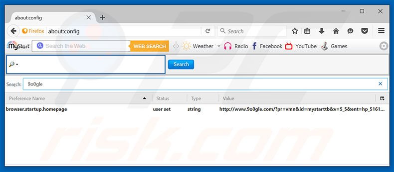 Removing 9o0gle.com from Mozilla Firefox default search engine