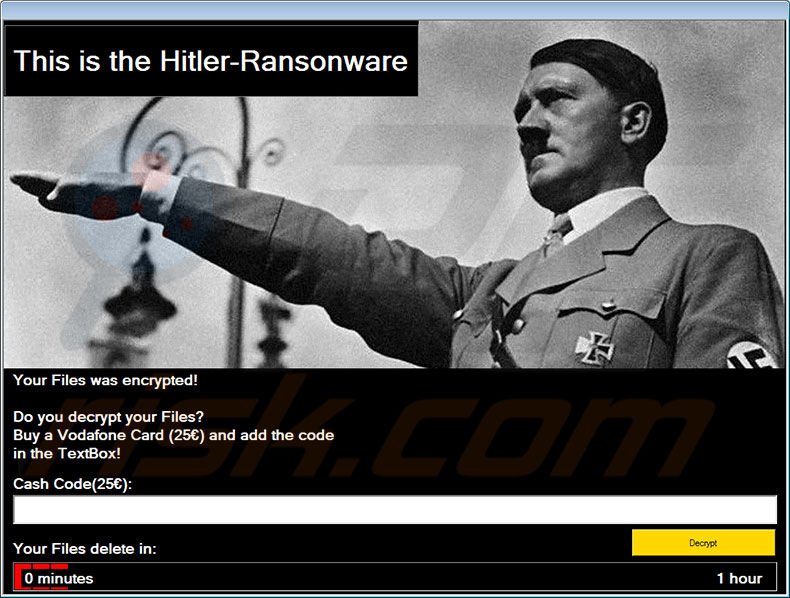 Anweisungen zur Entschlüsselung von Hitler-Ransomware