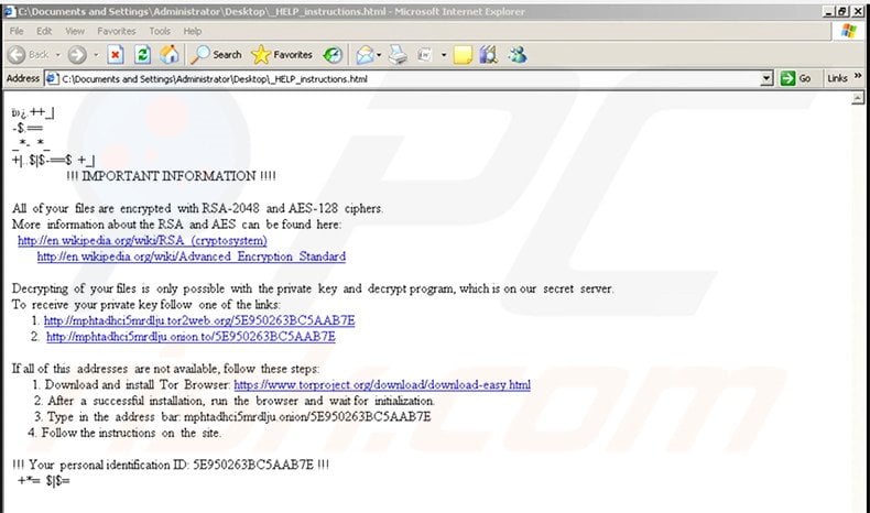 Zepto ransomware HTML file