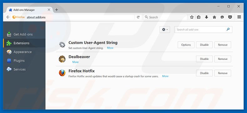 Removing tavanero.info related Mozilla Firefox extensions