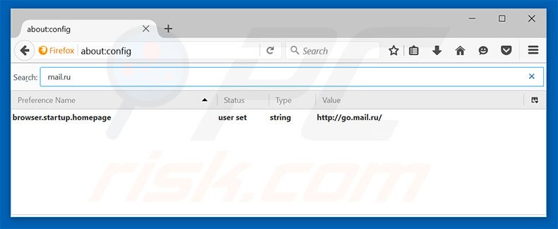 Removing go.mail.ru from Mozilla Firefox default search engine