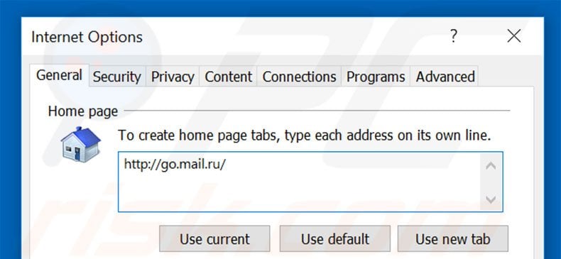Removing go.mail.ru from Internet Explorer homepage