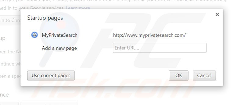 Entfernen von myprivatesearch.com von der Google Chrome-Startseite