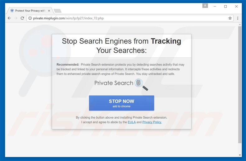 Irreführende Pop-up Werbung, die für den Browser-Hijacker myprivatesearch wirbt