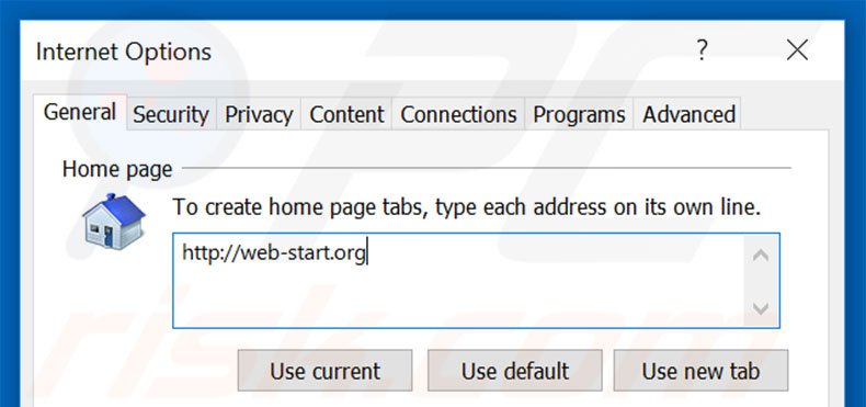 Removing web-start.org from Internet Explorer homepage
