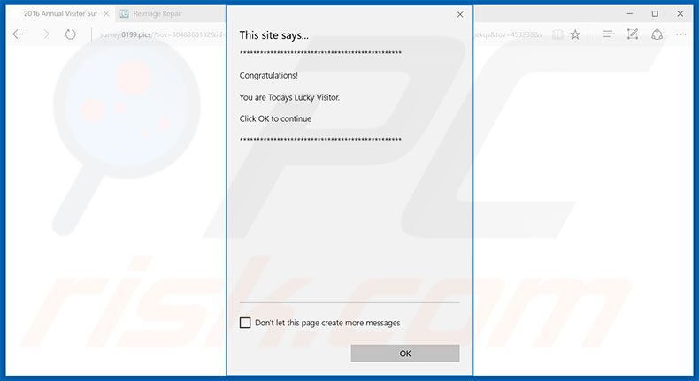 You Are Today's Lucky Visitor scam popup