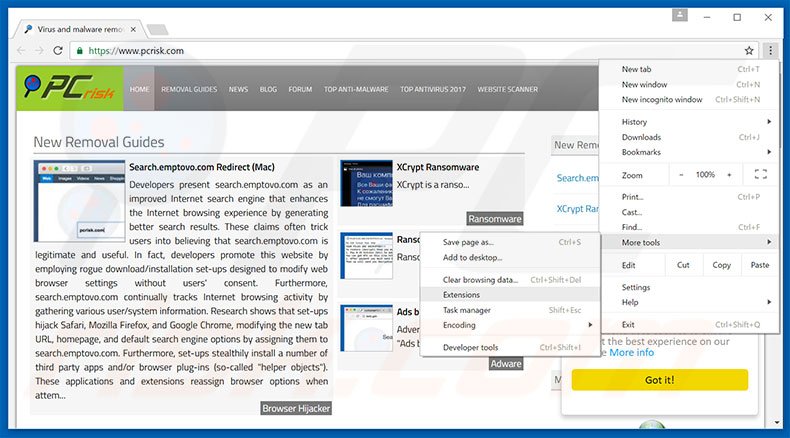 Removing Critical Error  ads from Google Chrome step 1