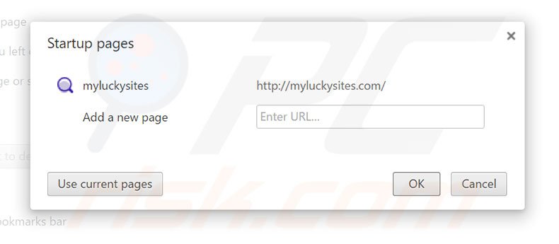 Removing myluckysites.com from Google Chrome homepage