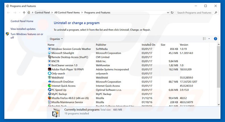 {PRODUCT_NAME} adware uninstall via Control Panel