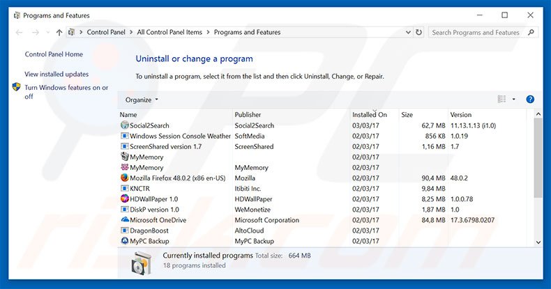 Alpha Shoppers adware uninstall via Control Panel