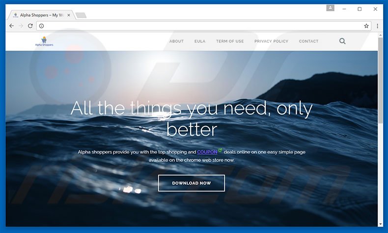 Website used to promote Alpha Shoppers adware