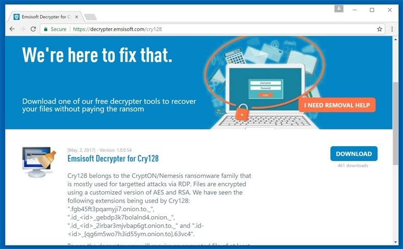 cry128 ransomware decrypter