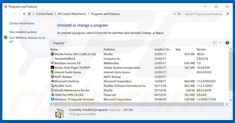 eanswers.com browser hijacker uninstall via Control Panel