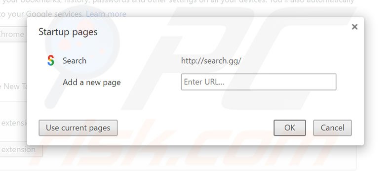 Removing search.gg from Google Chrome homepage