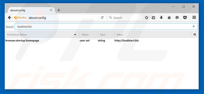 Removing loadstart.biz from Mozilla Firefox default search engine