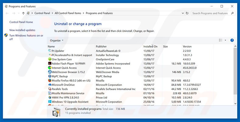 loadstart.biz browser hijacker uninstall via Control Panel