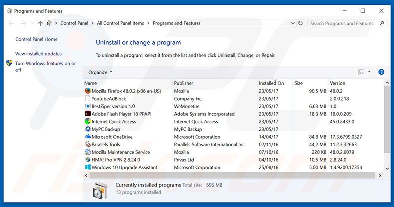 lovesearchweb.com browser hijacker uninstall via Control Panel