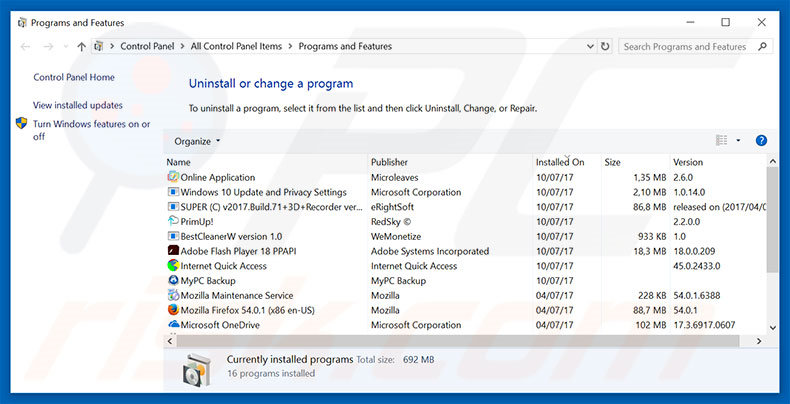 Open Plugins adware uninstall via Control Panel