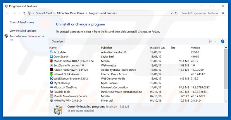 Error Virus - Trojan Backdoor Hijack adware uninstall via Control Panel