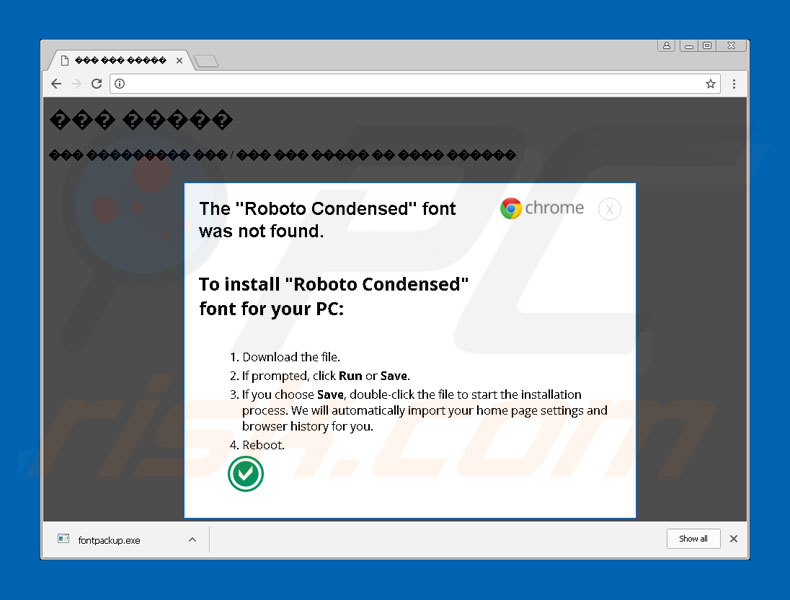 Second The 'Roboto Condensed' font was not found pop-up