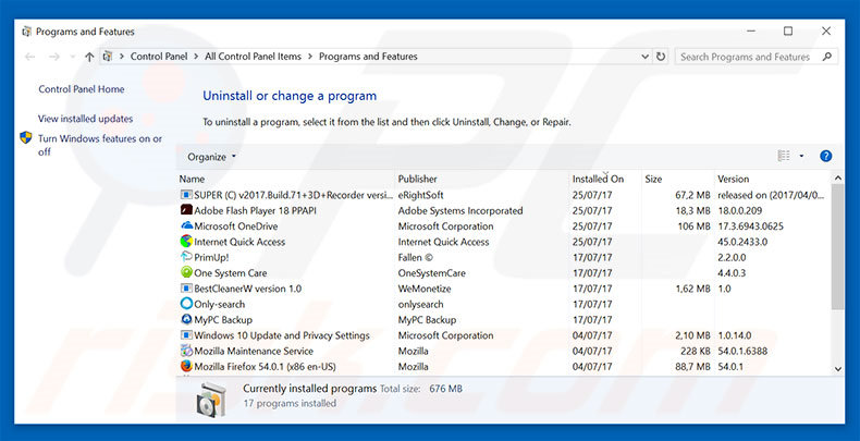 secure-surf.net browser hijacker uninstall via Control Panel