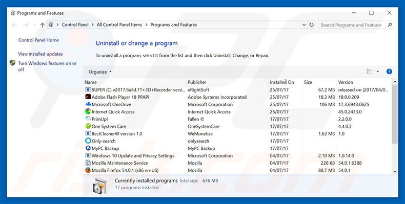 WARNING! Your Windows Has Been Blocked adware uninstall via Control Panel