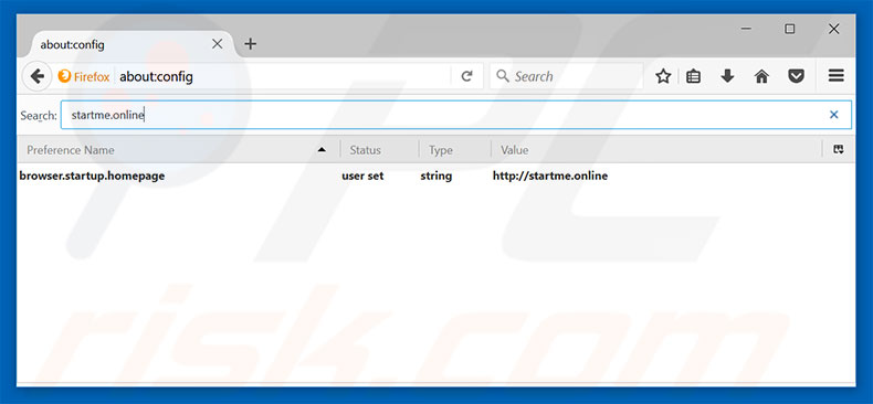 Removing startme.online from Mozilla Firefox default search engine