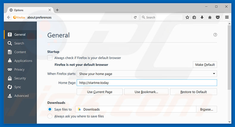 Removing startme.today from Mozilla Firefox homepage