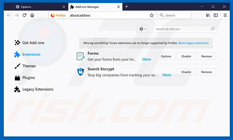Removing Cydoor Spyware ads from Mozilla Firefox step 2