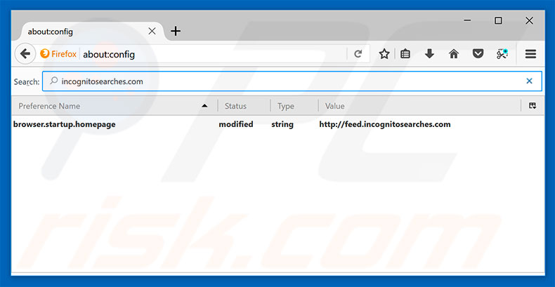Removing feed.incognitosearches.com from Mozilla Firefox default search engine