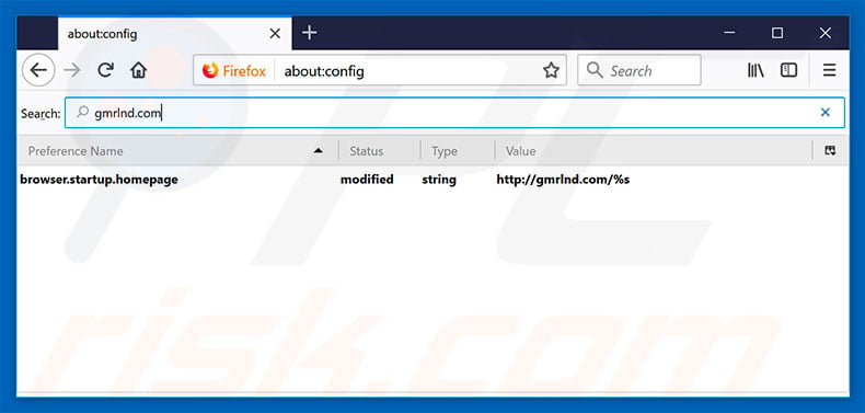 Removing gmrlnd.com from Mozilla Firefox default search engine