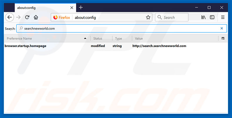 Removing searchnewworld.com from Mozilla Firefox default search engine