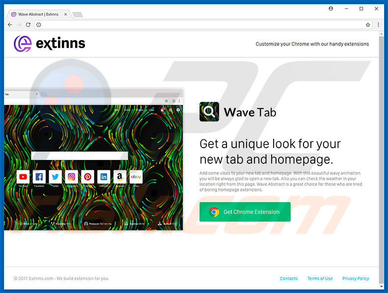 Webseite zur Förderung des Wave Abstract Browserentführers