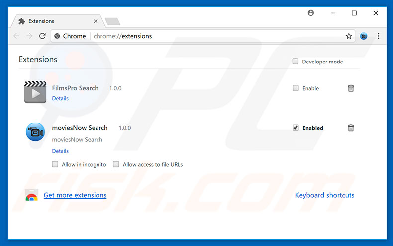 Removing chromesearch.online related Google Chrome extensions