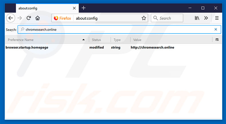 Removing chromesearch.online from Mozilla Firefox default search engine