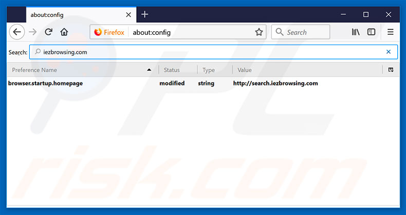 Removing search.iezbrowsing.com from Mozilla Firefox default search engine