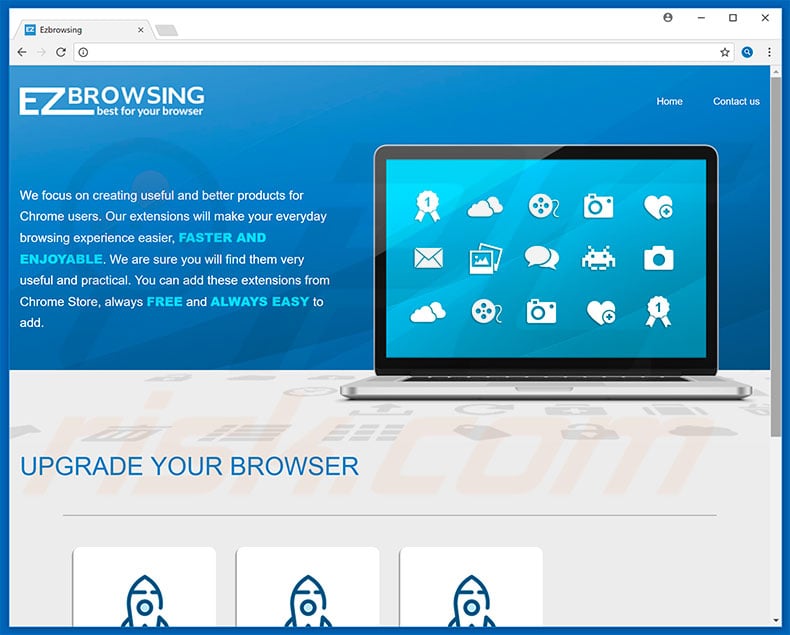 Website promoting EZbrowsing browser hijacker