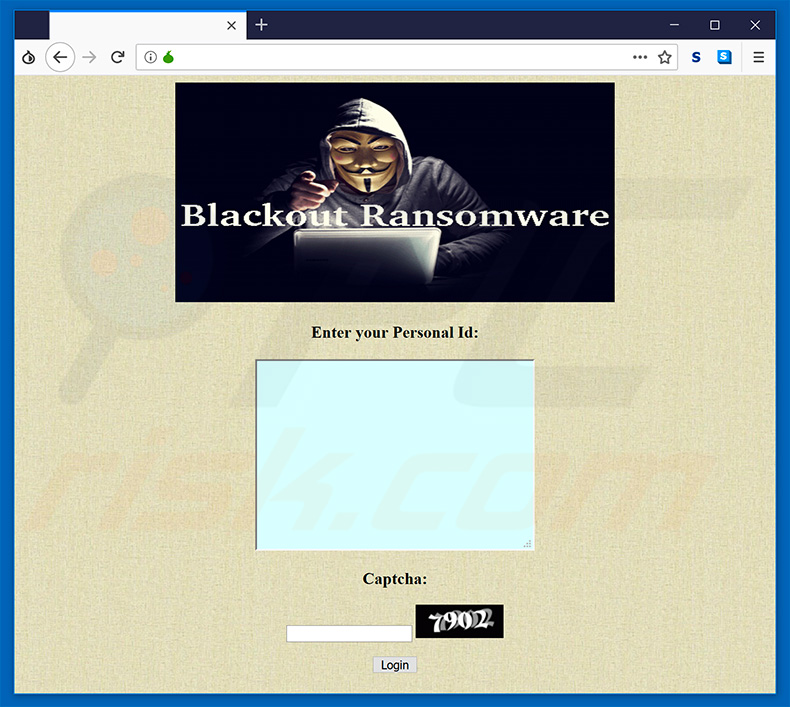 blackout Ransomware Tor-Webseite