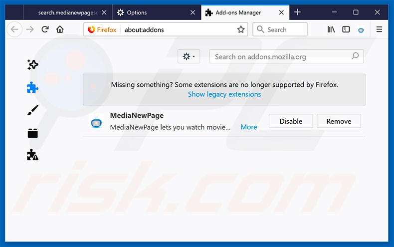 Removing go.bonefreeze.com related Mozilla Firefox extensions