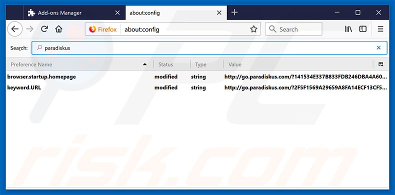 Removing go.paradiskus.com from Mozilla Firefox default search engine