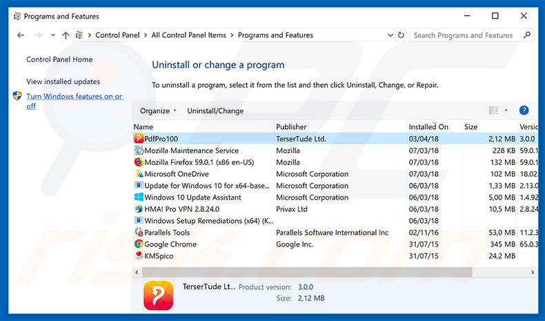 go.paradiskus.com browser hijacker uninstall via Control Panel