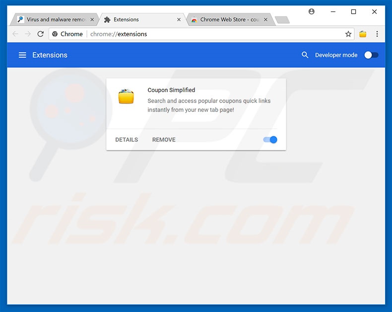 Removing Chrominio ads from Google Chrome step 2