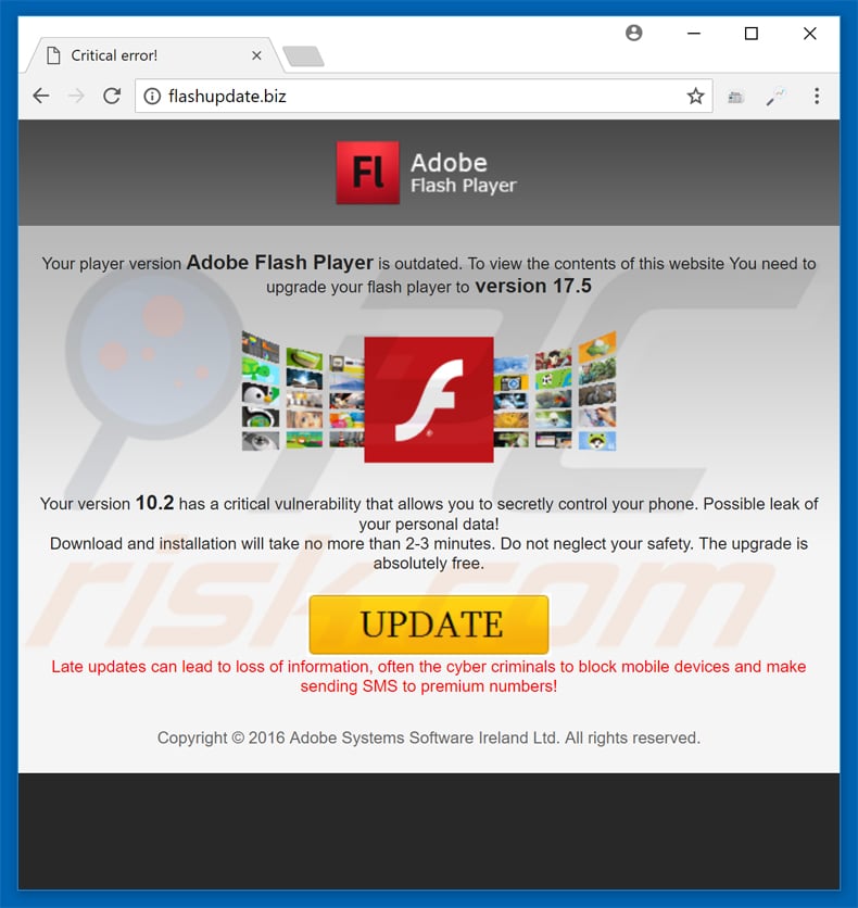 Gefälschte Adobe Flash Android .apk Spyware