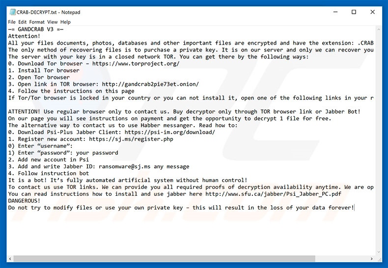 GANDCRAB 3 decrypt instructions