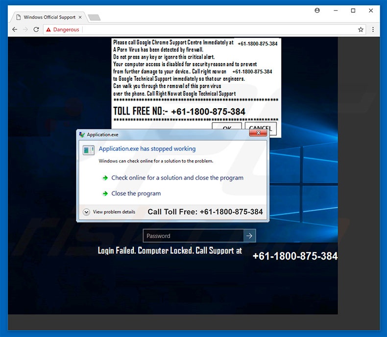 Google Chrome Support Centre scam
