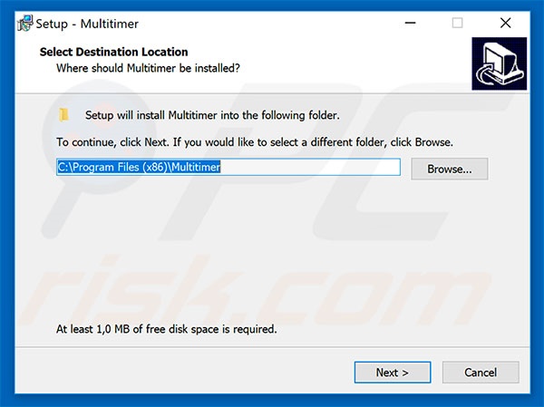 Multitimer adware's installation setup
